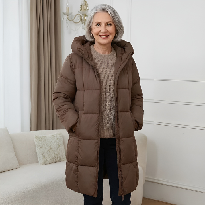 Women's Lightweight Puffer Jacket for Fall in Schokolade