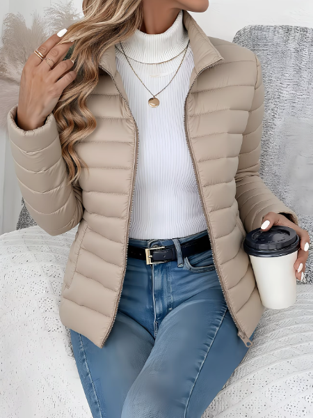 Women's Lightweight Quilted Jacket for Autumn in Beige