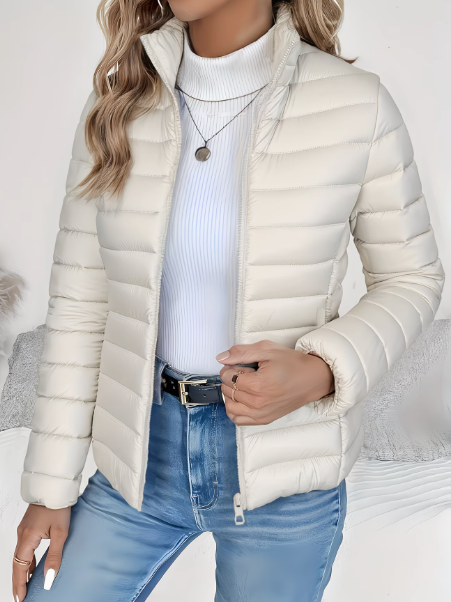Women's Lightweight Quilted Jacket for Autumn in Cremefarben