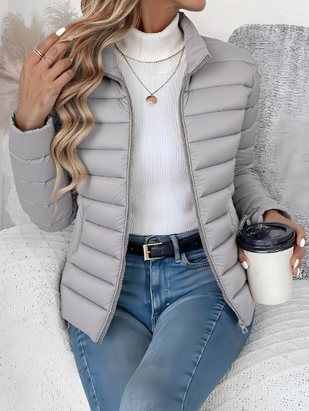 Women's Lightweight Quilted Jacket for Autumn in Grey
