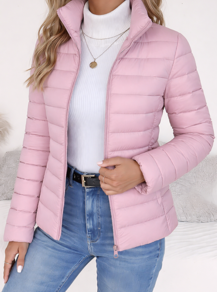 Women's Lightweight Quilted Jacket for Autumn in Pink