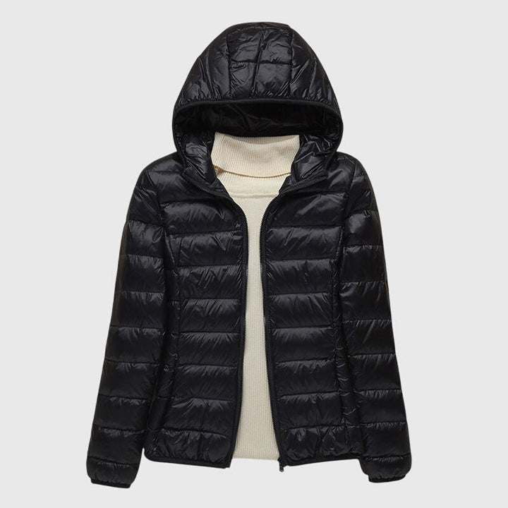 Women's Lightweight Quilted Puffer Jacket for Fall in Black