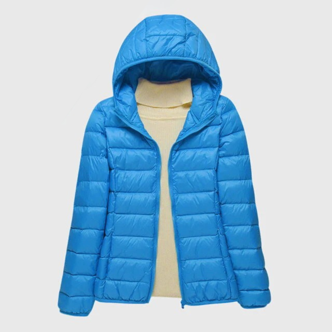 Women's Lightweight Quilted Puffer Jacket for Fall in Blue