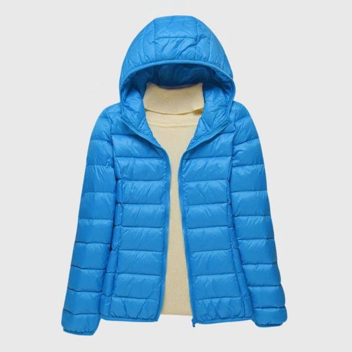 Women's Lightweight Quilted Puffer Jacket for Fall in Blue