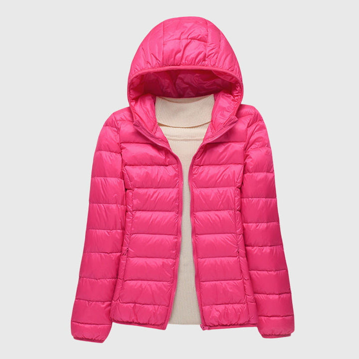 Women's Lightweight Quilted Puffer Jacket for Fall in Pink