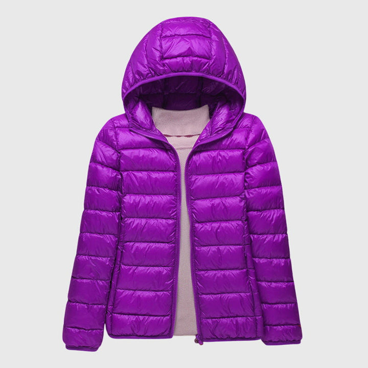 Women's Lightweight Quilted Puffer Jacket for Fall in Purple