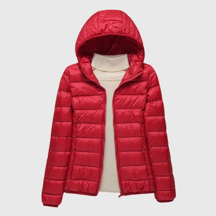 Women's Lightweight Quilted Puffer Jacket for Fall in Red