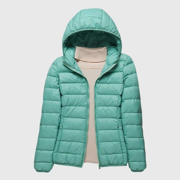 Women's Lightweight Quilted Puffer Jacket for Fall in Turquoise