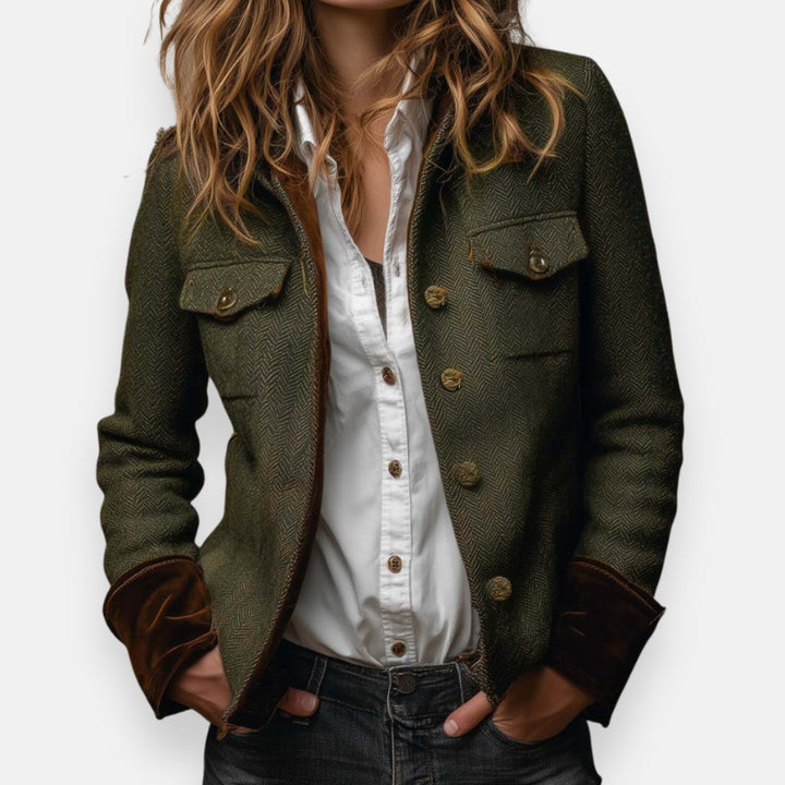 Women's Lightweight Structured Blazer Jacket in Armeegrün