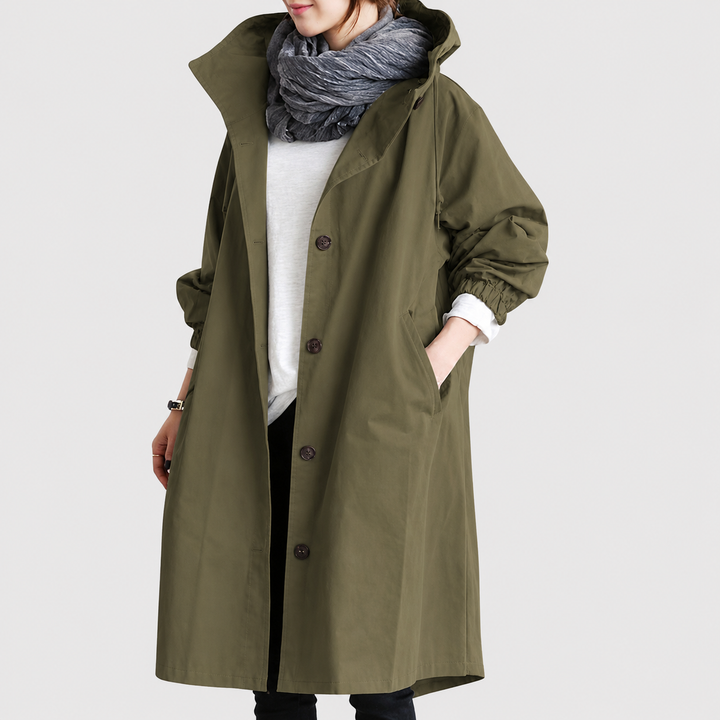 Women's Lightweight Waterproof Jacket for Fall in Armeegrün