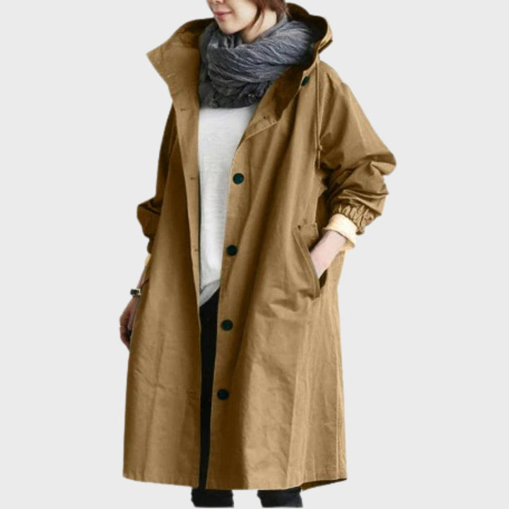 Women's Lightweight Waterproof Jacket for Fall in Brown
