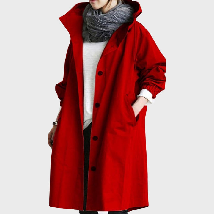 Women's Lightweight Waterproof Jacket for Fall in Red