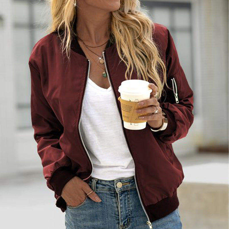Women's Lightweight Zip Jacket for Layering in Burgundy