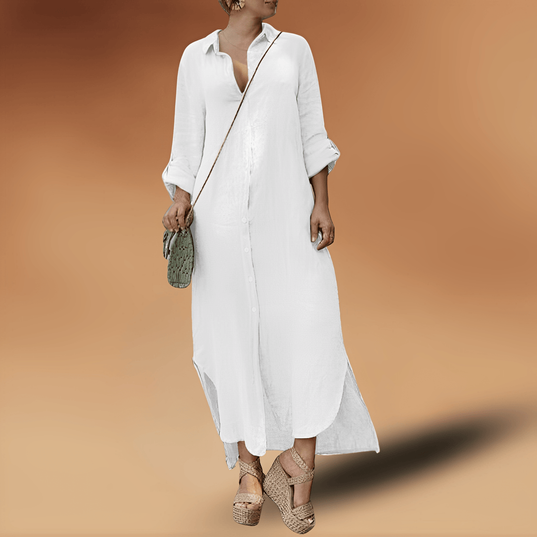 Women's Linen Fall Dress for Homecoming and Weddings in White