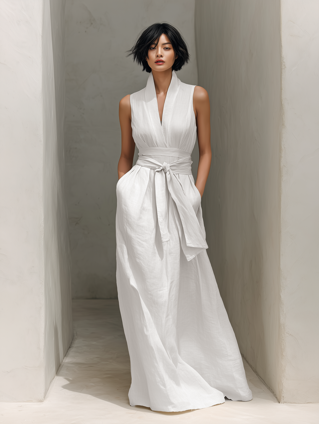 Women's Linen Fall Wedding Guest Dress (5)