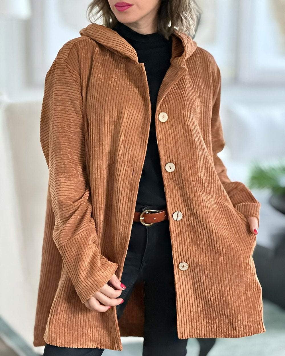 Women's Long Cardigan for Effortless Layering in Khaki