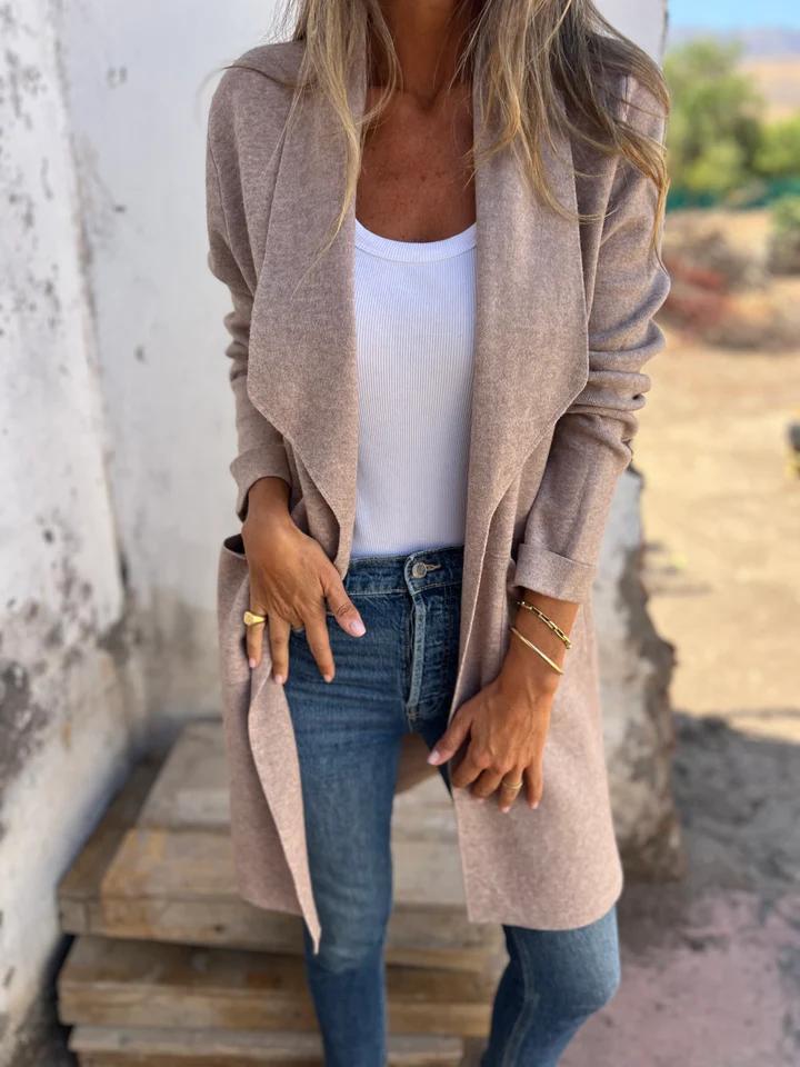 Women's Long Casual Cardigan for Every Season in Aprikose