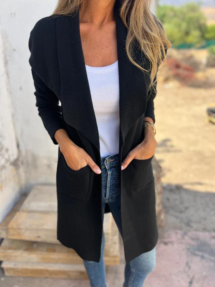 Women's Long Casual Cardigan for Every Season in Black