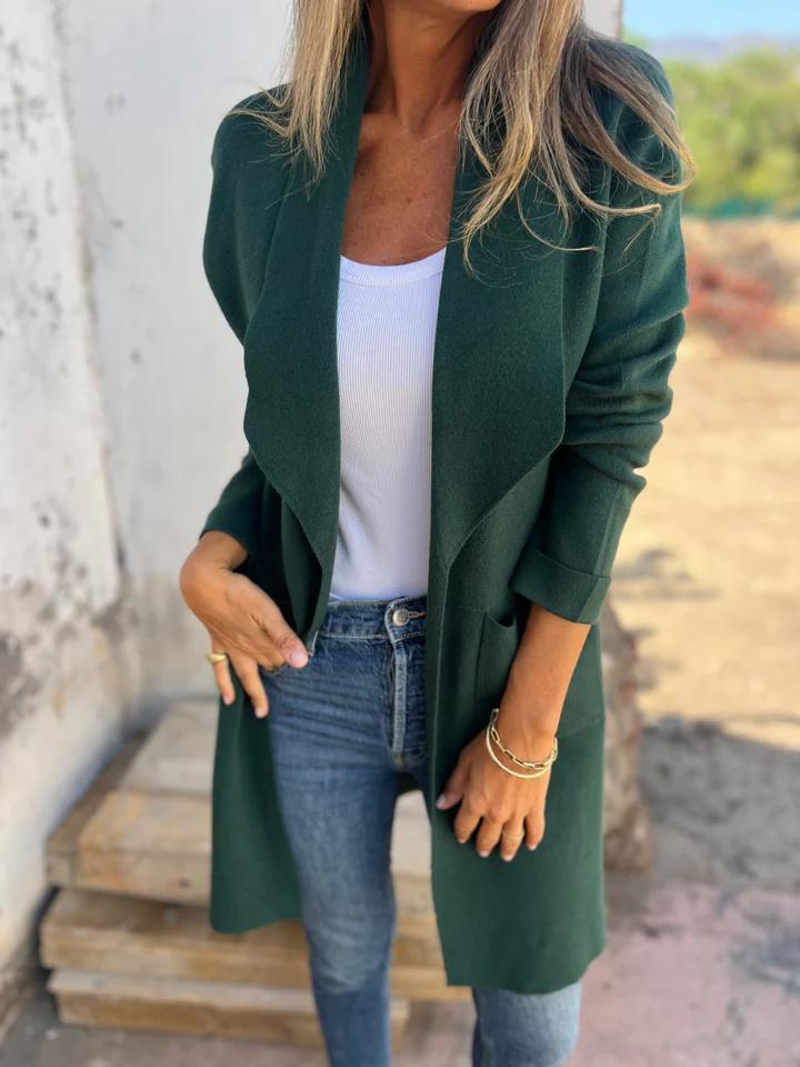 Women's Long Casual Cardigan for Every Season in Dark Green