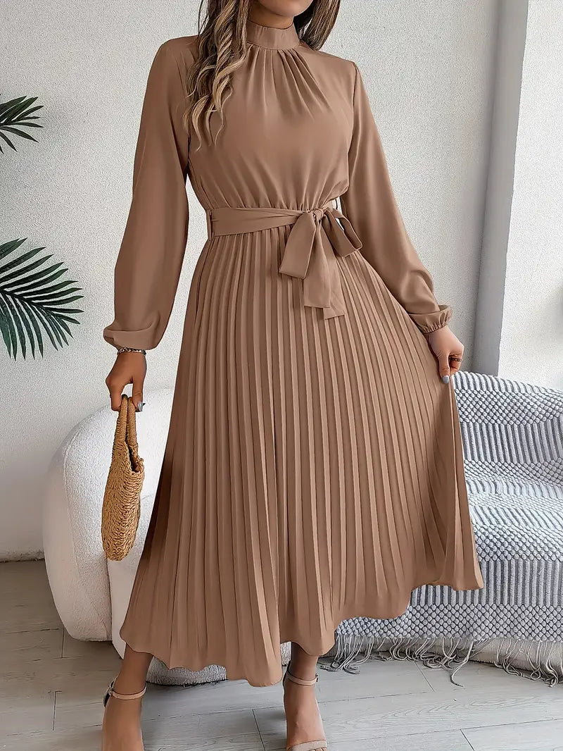 Women's Long Evening Dress for Holiday Celebrations in Khaki