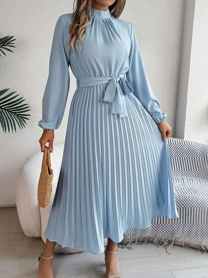 Women's Long Evening Dress for Holiday Celebrations in Light Blue