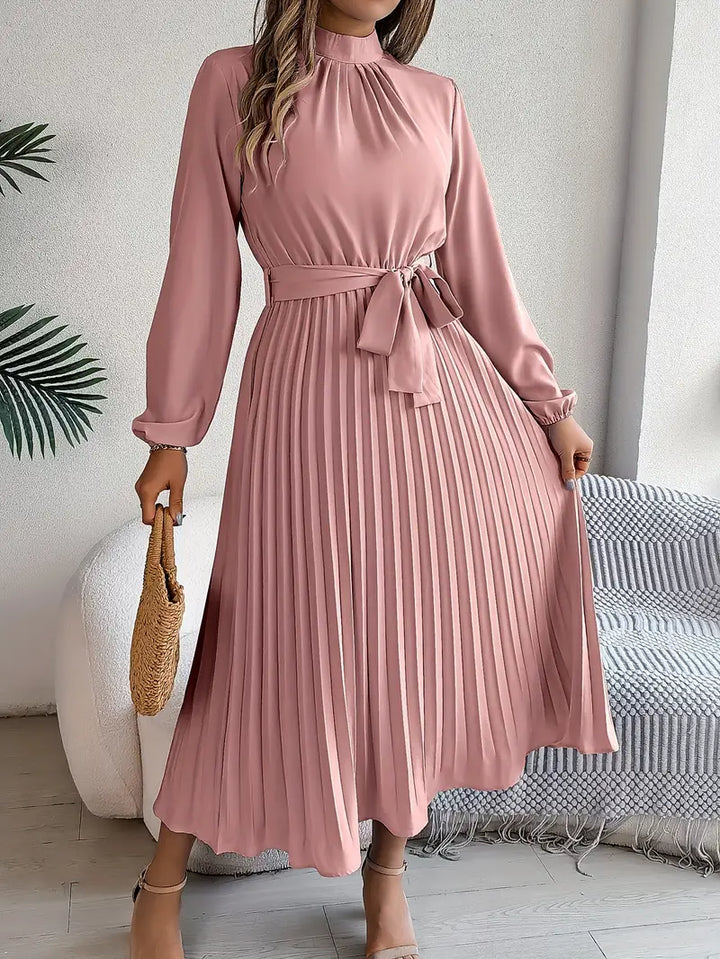 Women's Long Evening Dress for Holiday Celebrations in Pink