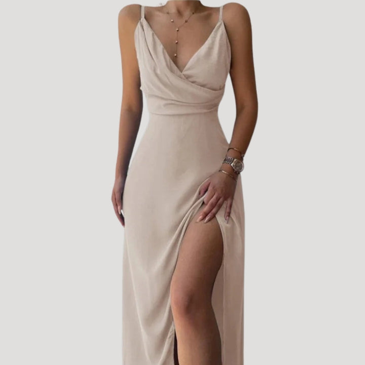 Women's Long Evening Dress for Weddings in Beige