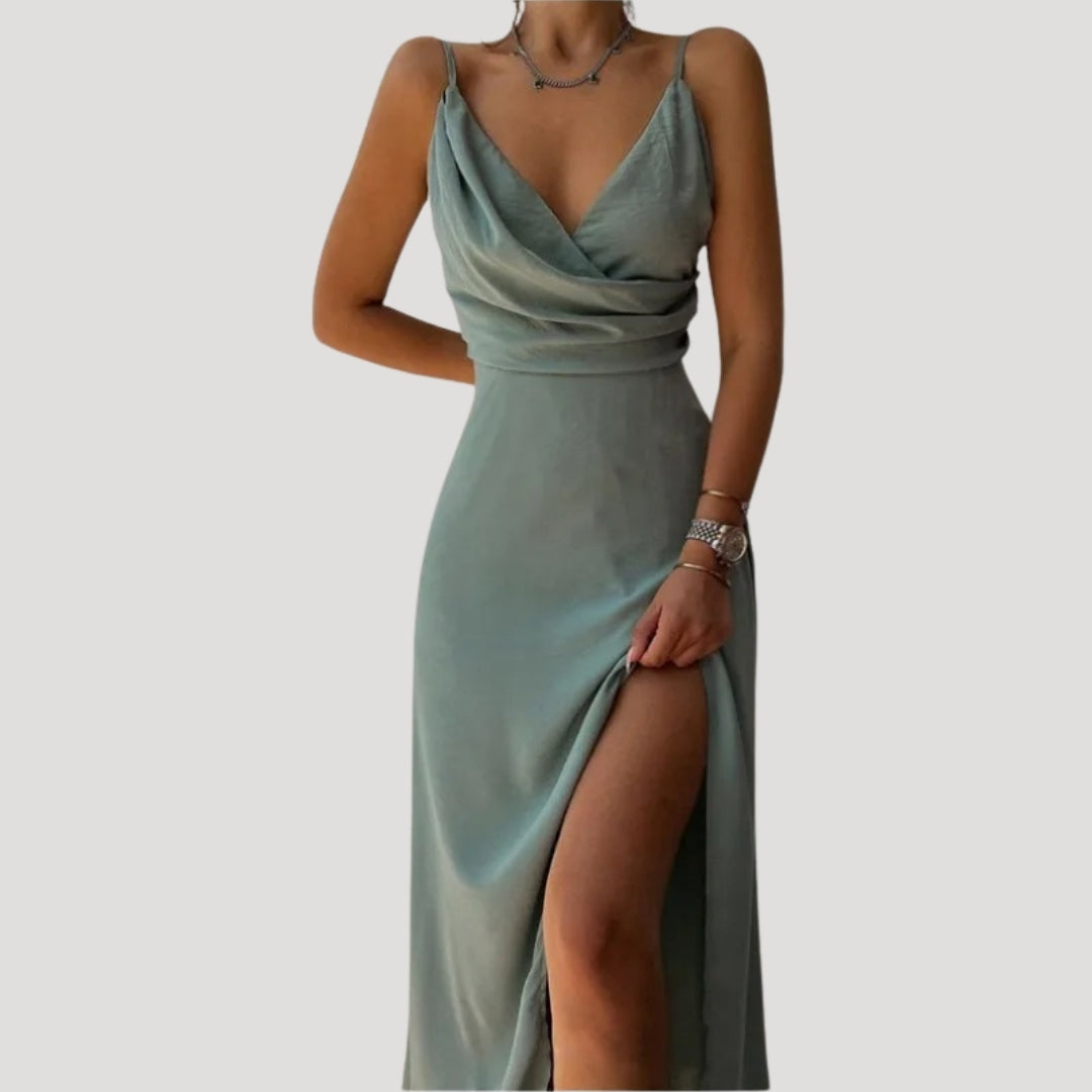 Women's Long Evening Dress for Weddings in Green