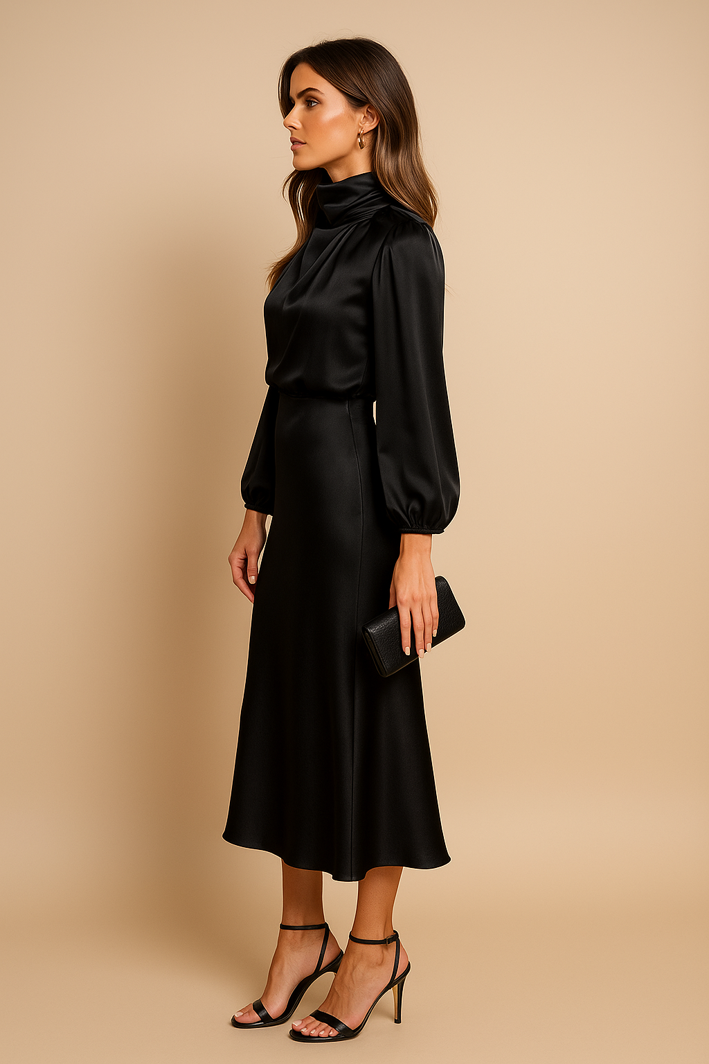 Women's Long Evening Dress, High Waist Midi (13)