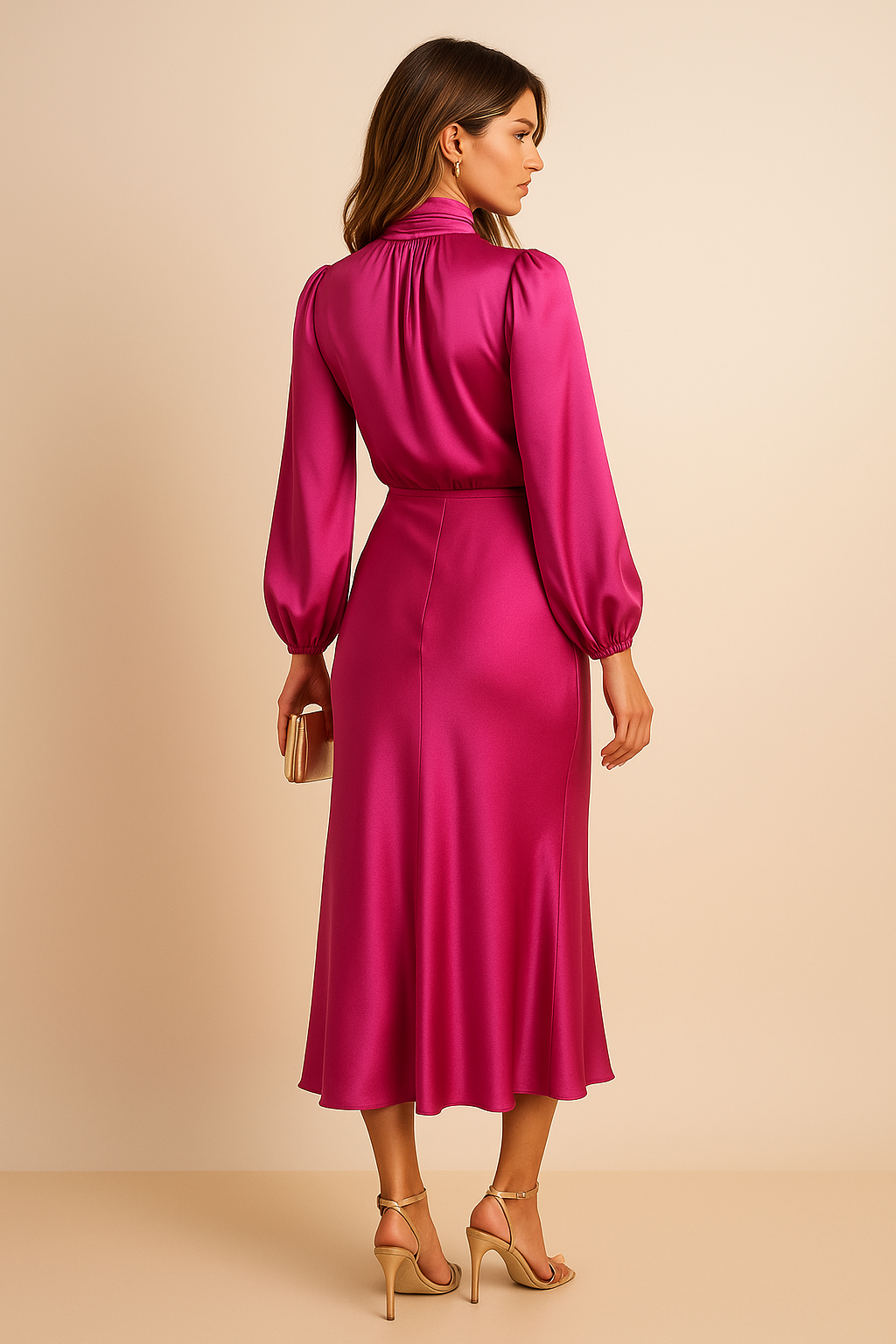 Women's Long Evening Dress, High Waist Midi (26)