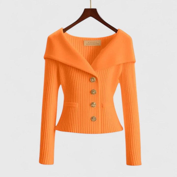 Women's Long Knit Cardigan for Everyday Elegance in Orange