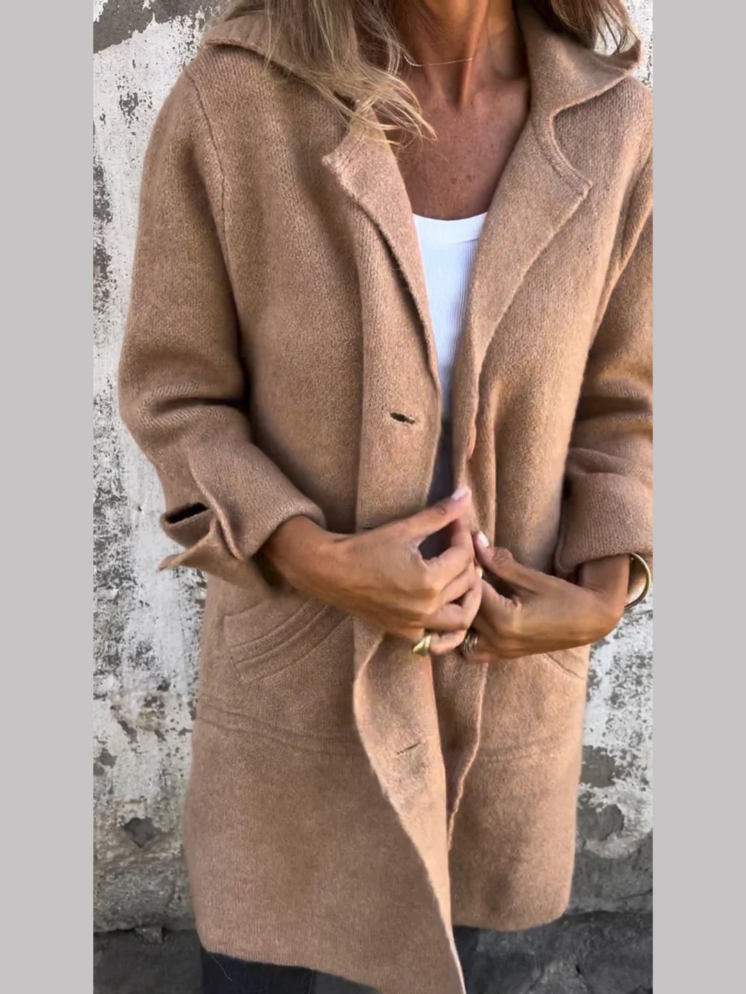 Women's Long Knit Cardigan for Everyday Wear in Brown