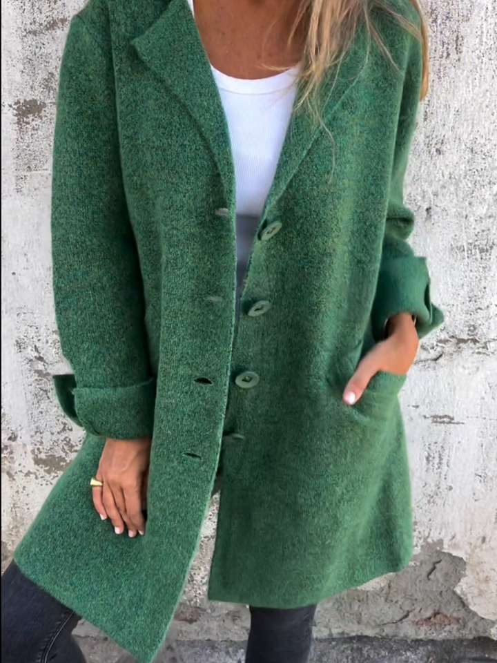 Women's Long Knit Cardigan for Everyday Wear in Green