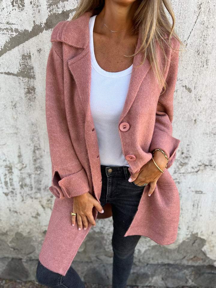 Women's Long Knit Cardigan for Everyday Wear in Pink