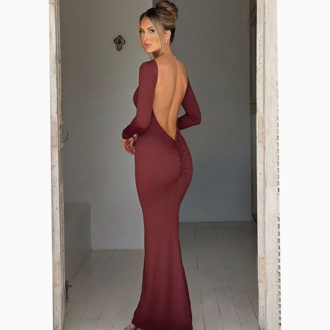 Women's Long-Sleeve Fall Wedding Guest Dress (4)