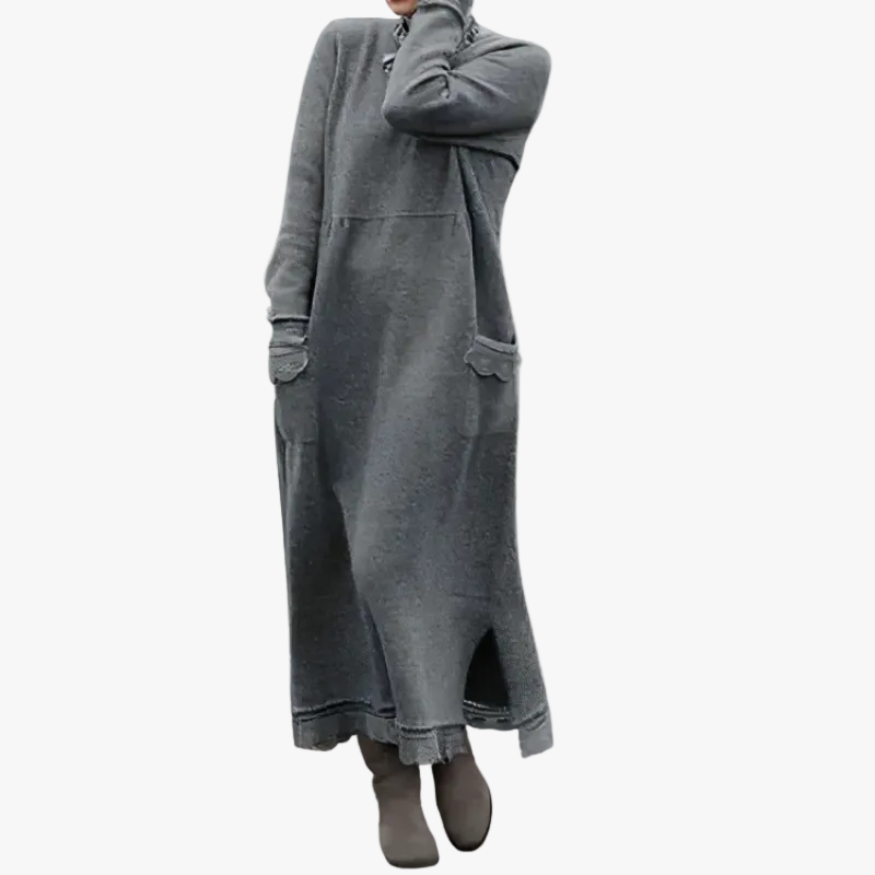 Women's Long-Sleeve Maxi Sweater Dress in Grey