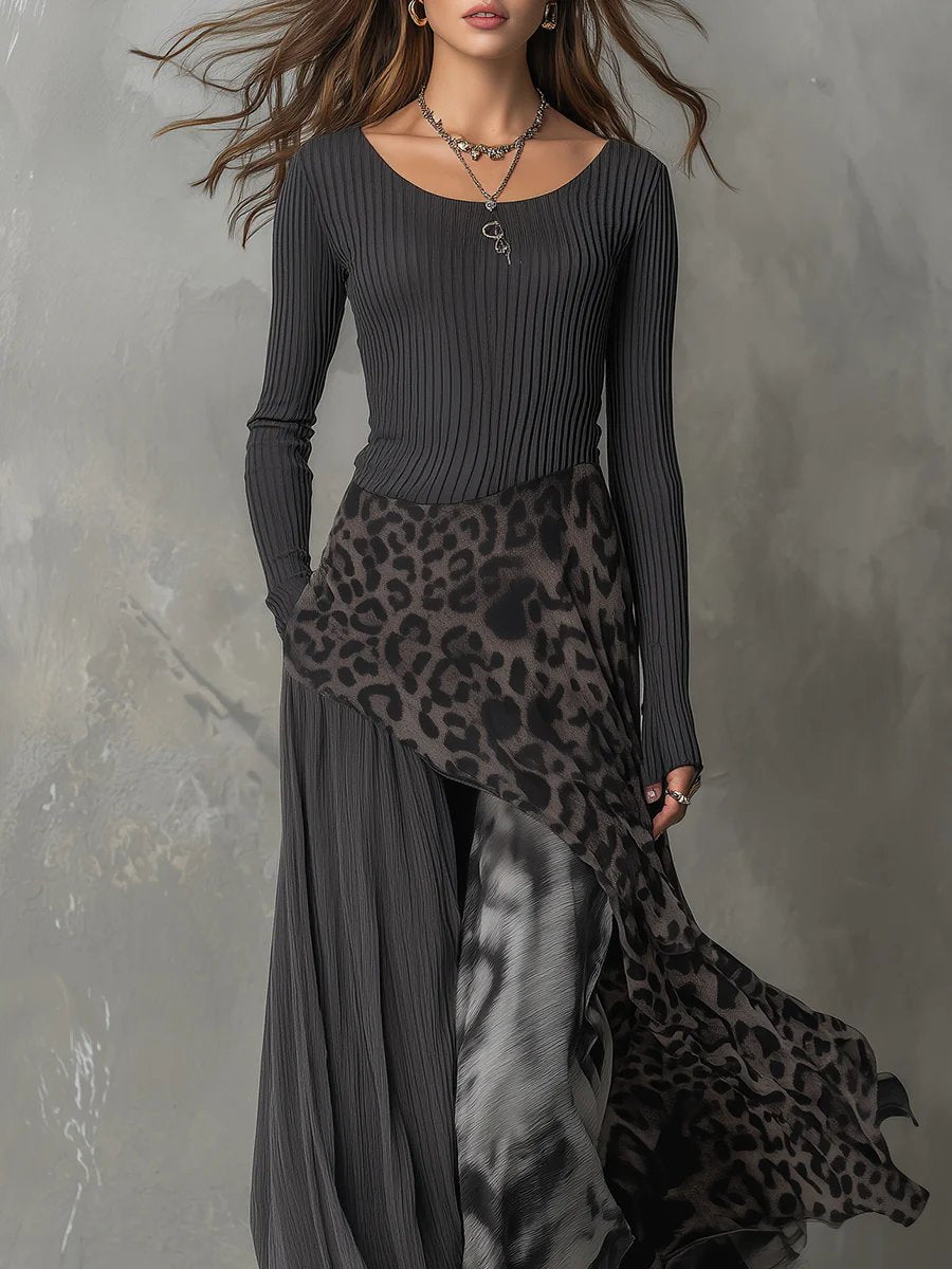 Women's Long-Sleeve Sweater Dress Maxi Boho (6)