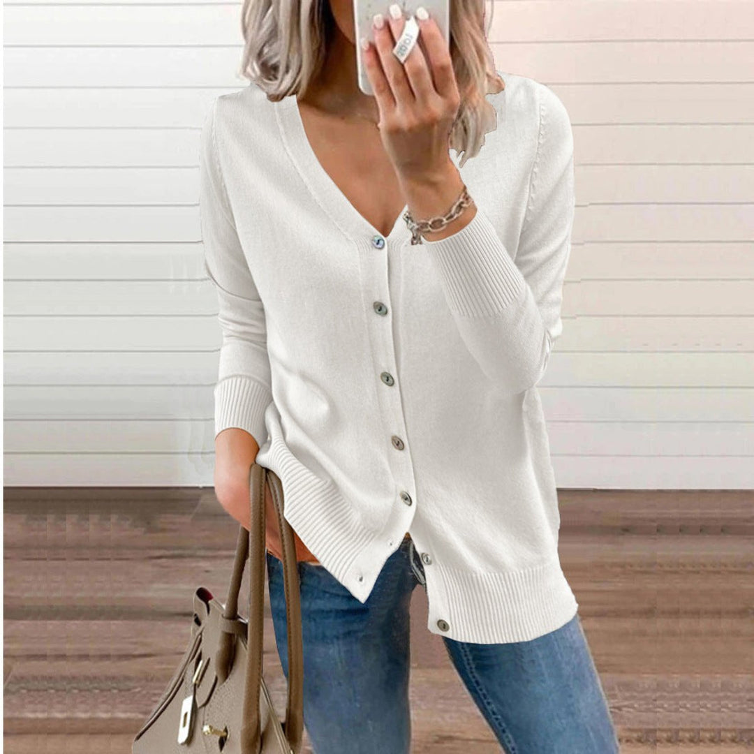 Women's Long Sleeve V-Neck Button Cardigan (13)