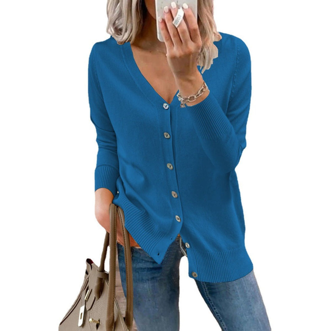 Women's Long Sleeve V-Neck Button Cardigan (16)