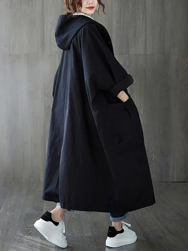 Women's Long Trenchcoat for All Seasons in Black