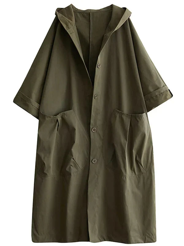 Women's Long Trenchcoat for All Seasons in Green