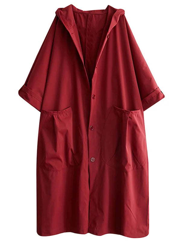 Women's Long Trenchcoat for All Seasons in Red
