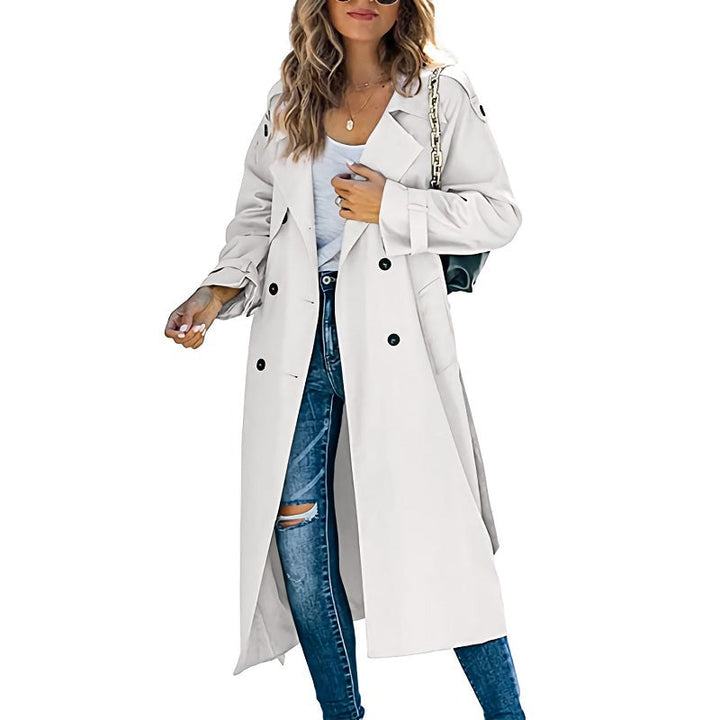 Women's Long Trenchcoat for Classic Fall Style in White