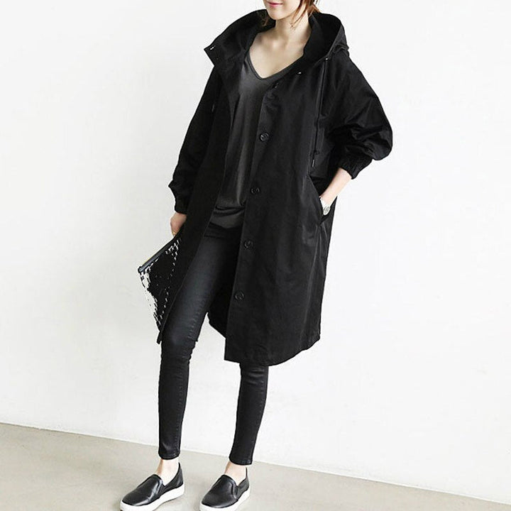 Women's Long Trenchcoat for Every Season in Black