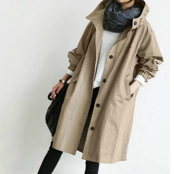 Women's Long Trenchcoat for Every Season in Khaki