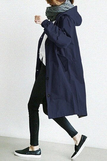 Women's Long Trenchcoat for Every Season in Navy