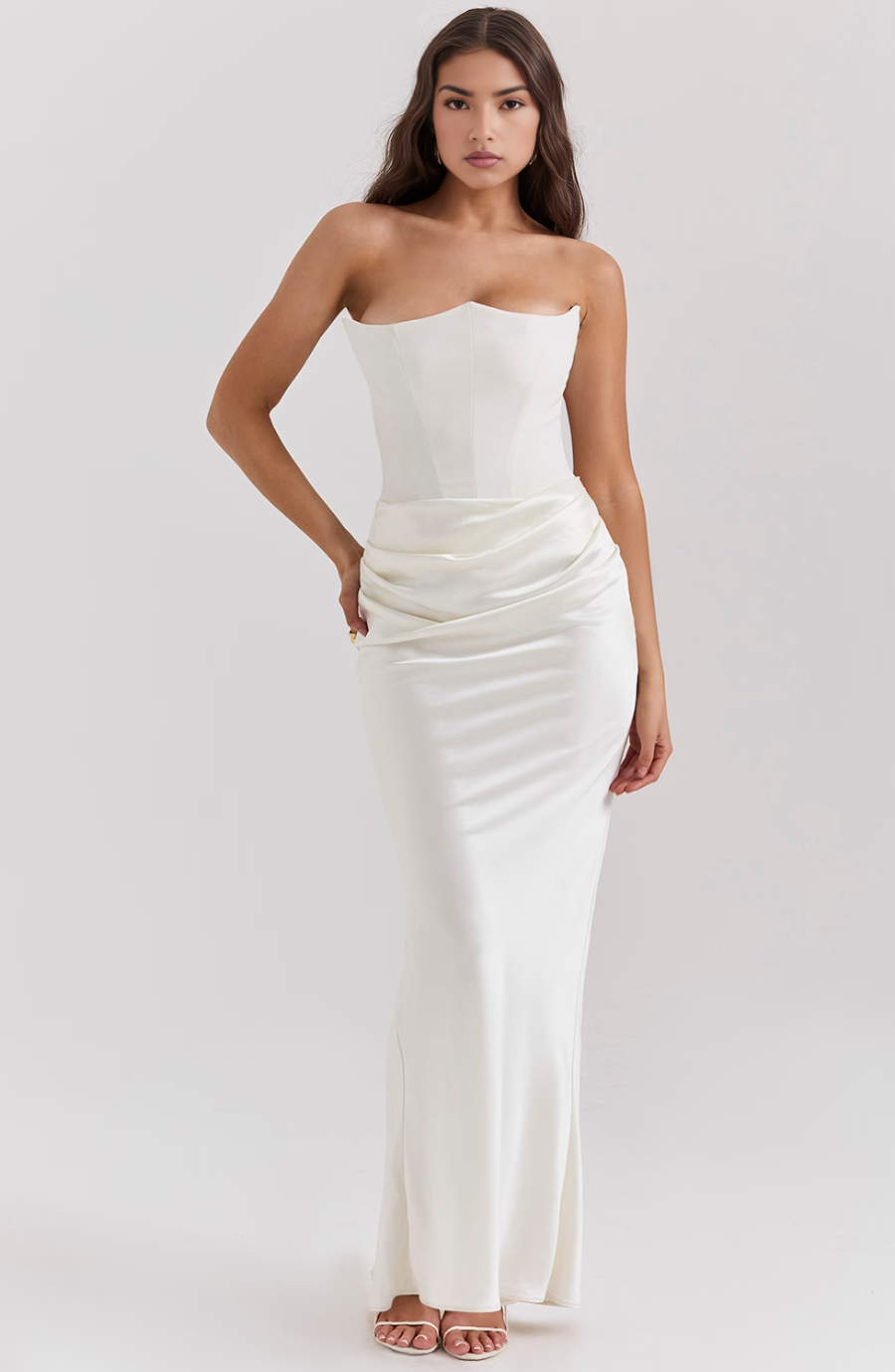 Women's Maxi Cocktail Dress for Fall Weddings in White 2