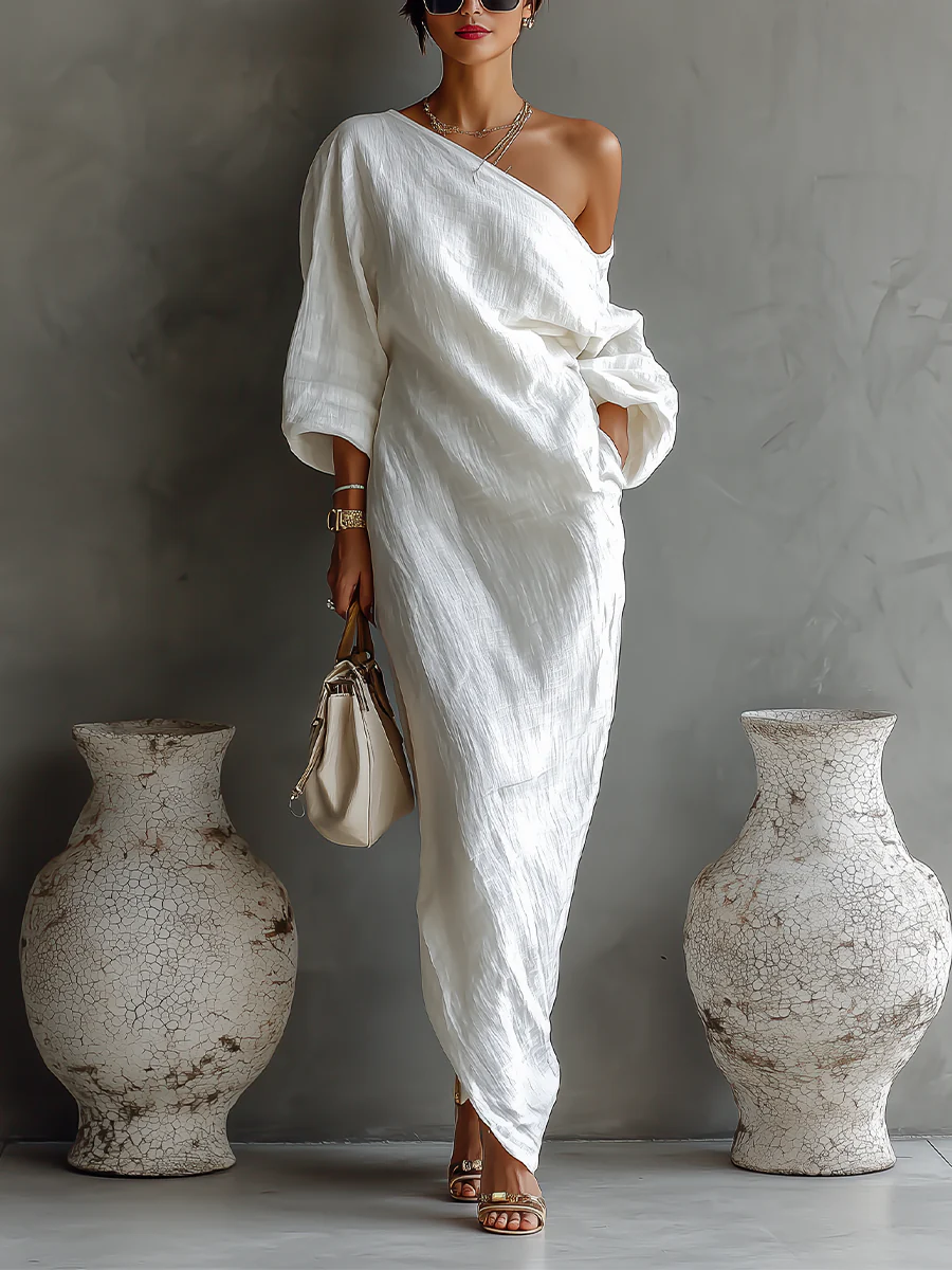Women's Maxi Party Dress for Fall Weddings in White