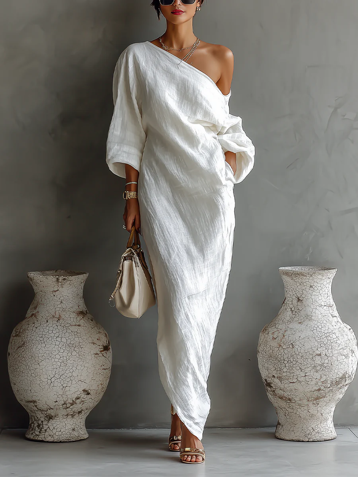Women's Maxi Party Dress for Fall Weddings in White