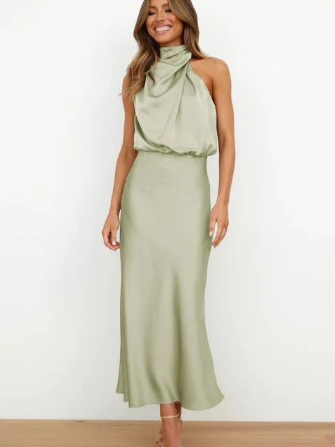 Women's Midi Party Dress for Fall Weddings in Armeégrün